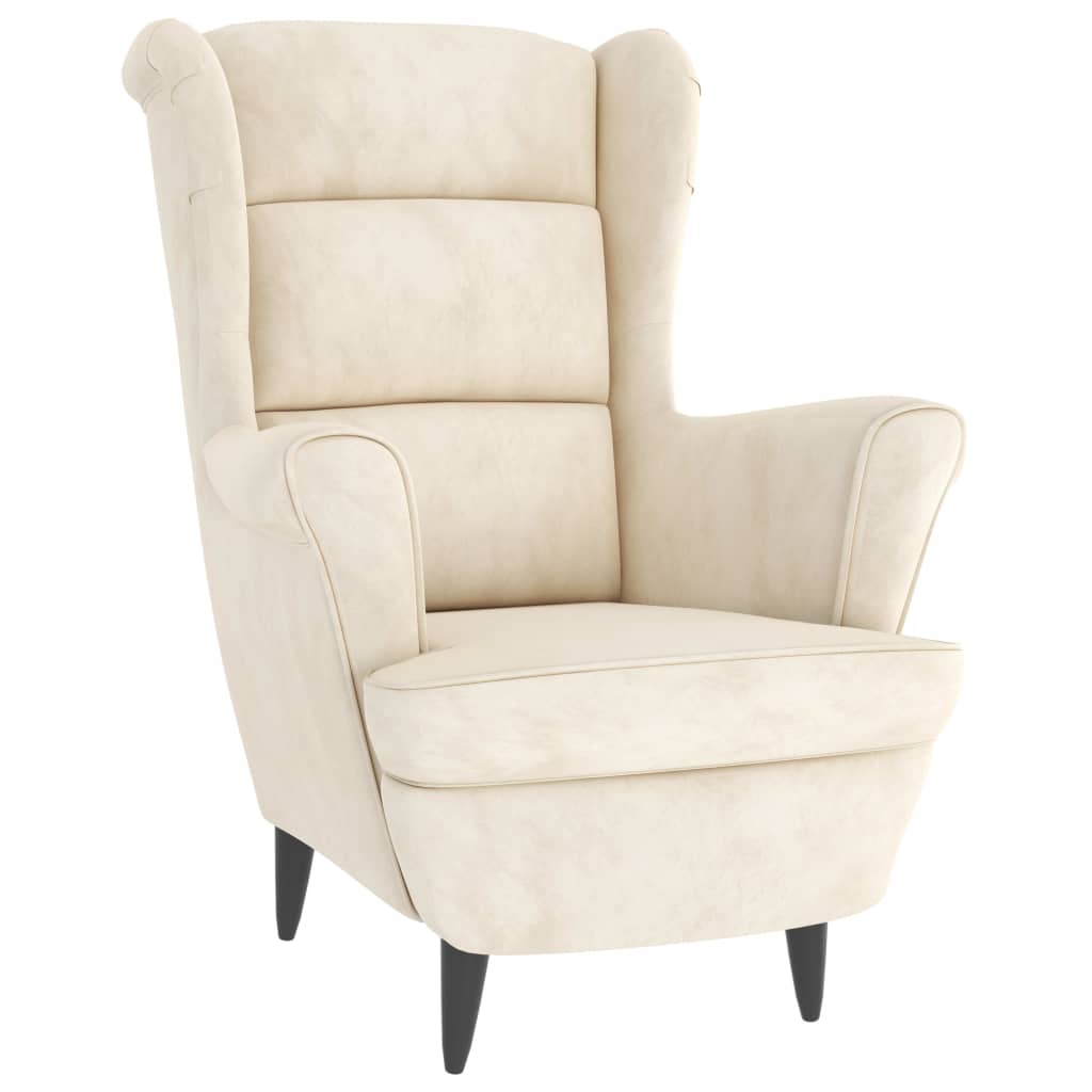 Fauteuil met voetenbank fluweel crèmekleurig is nu te koop bij PeponiXL, paradijselijk wonen!