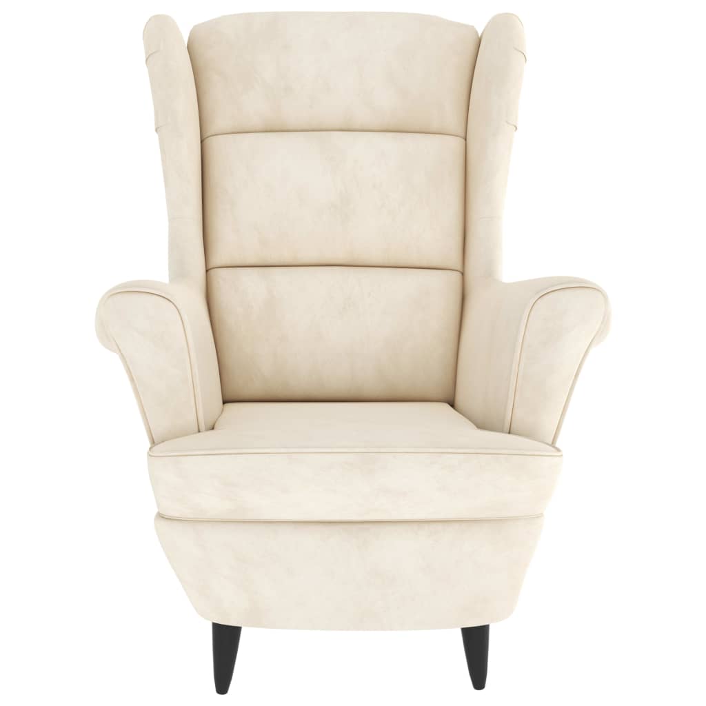 Fauteuil met voetenbank fluweel crèmekleurig is nu te koop bij PeponiXL, paradijselijk wonen!