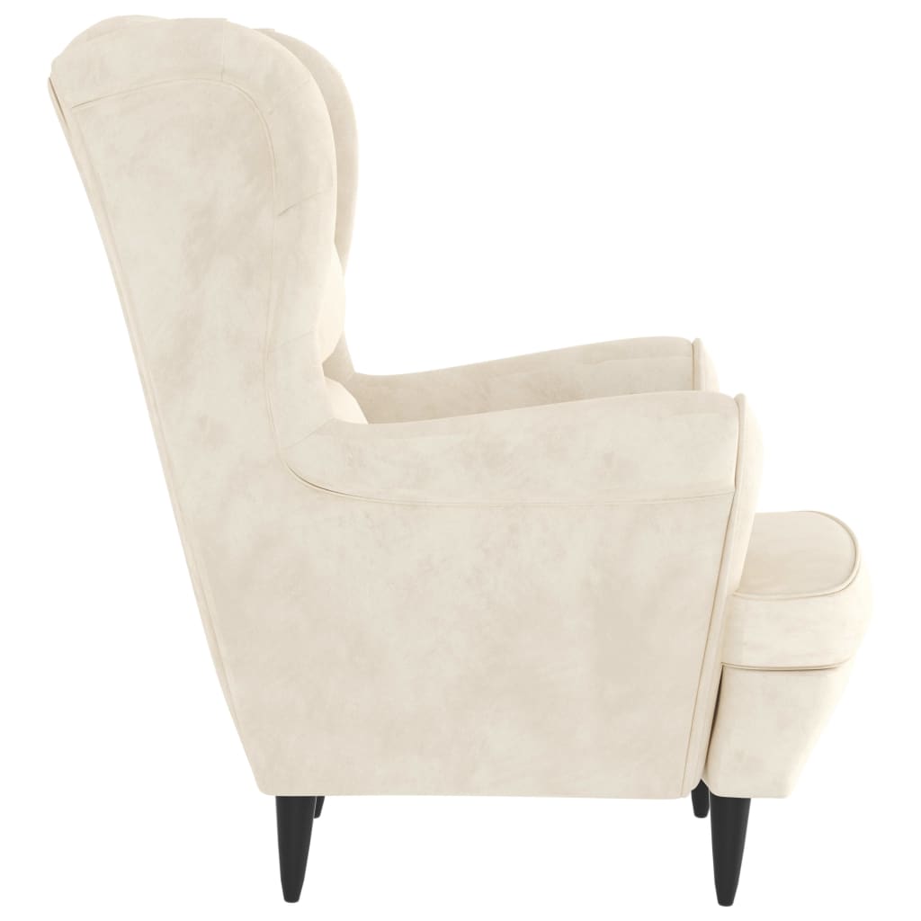 Fauteuil met voetenbank fluweel crèmekleurig is nu te koop bij PeponiXL, paradijselijk wonen!