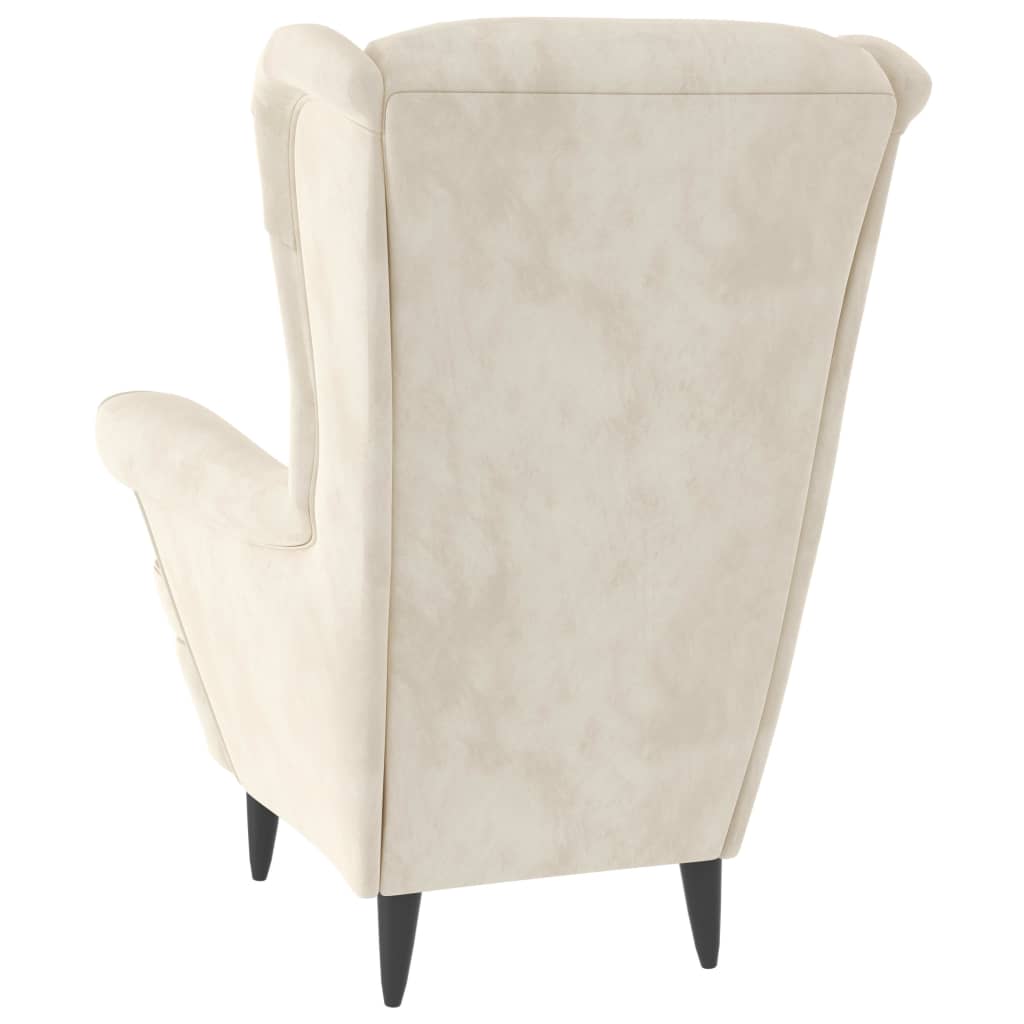 Fauteuil met voetenbank fluweel crèmekleurig is nu te koop bij PeponiXL, paradijselijk wonen!