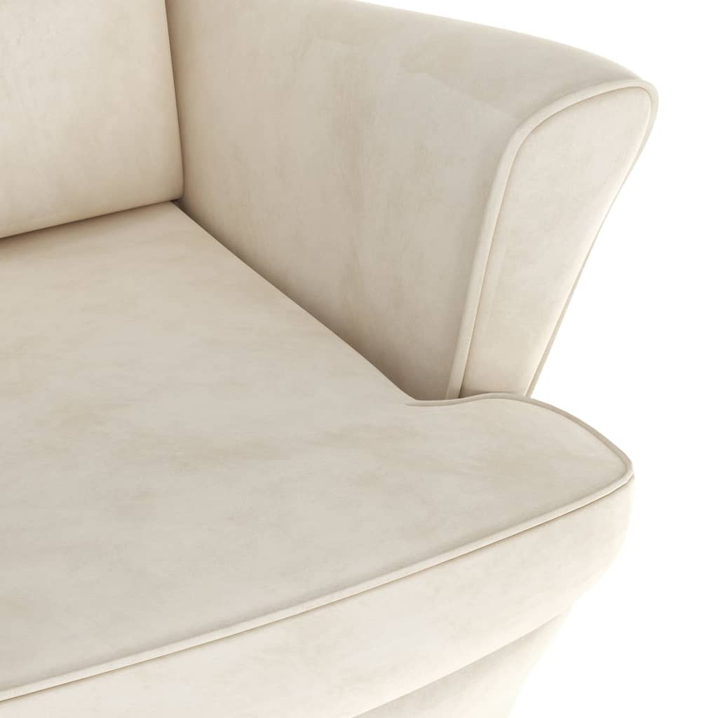 Fauteuil met voetenbank fluweel crèmekleurig is nu te koop bij PeponiXL, paradijselijk wonen!
