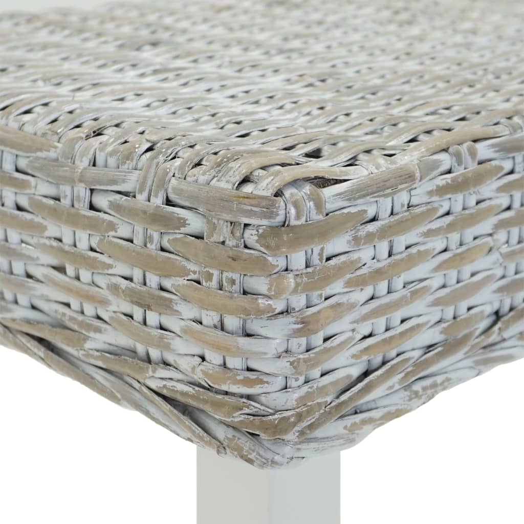 Bankje 160x35x45 cm natuurlijk kubu rattan en mahoniehout wit is nu te koop bij PeponiXL, paradijselijk wonen!