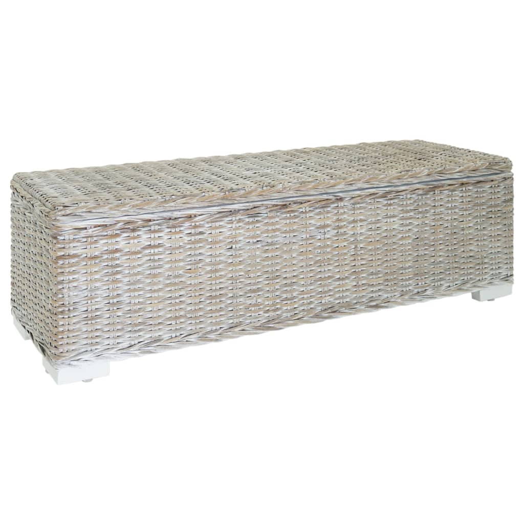 Opbergbox 110 cm natuurlijk kubu rattan & massief mahoniehout wit is nu te koop bij PeponiXL, paradijselijk wonen!