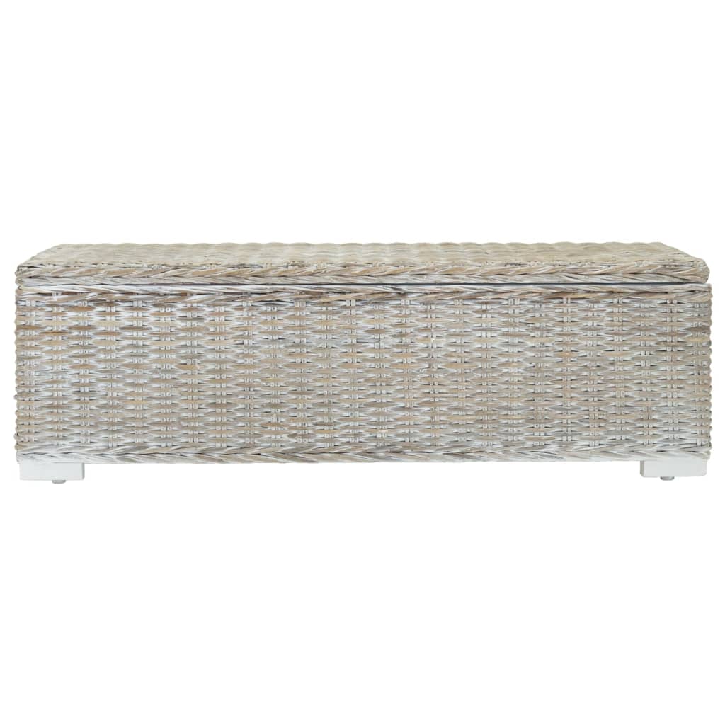 Opbergbox 110 cm natuurlijk kubu rattan & massief mahoniehout wit is nu te koop bij PeponiXL, paradijselijk wonen!