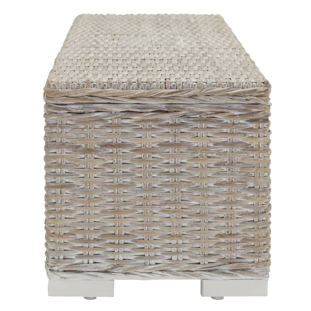 Opbergbox 110 cm natuurlijk kubu rattan & massief mahoniehout wit is nu te koop bij PeponiXL, paradijselijk wonen!