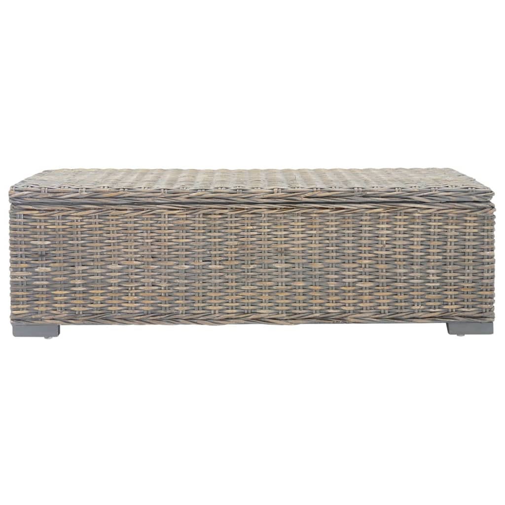 Opbergbox 110 cm natuurlijk kubu rattan en mahoniehout grijs is nu te koop bij PeponiXL, paradijselijk wonen!