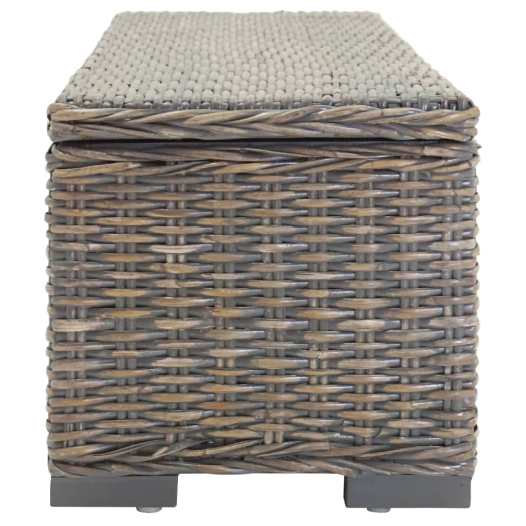 Opbergbox 110 cm natuurlijk kubu rattan en mahoniehout grijs is nu te koop bij PeponiXL, paradijselijk wonen!