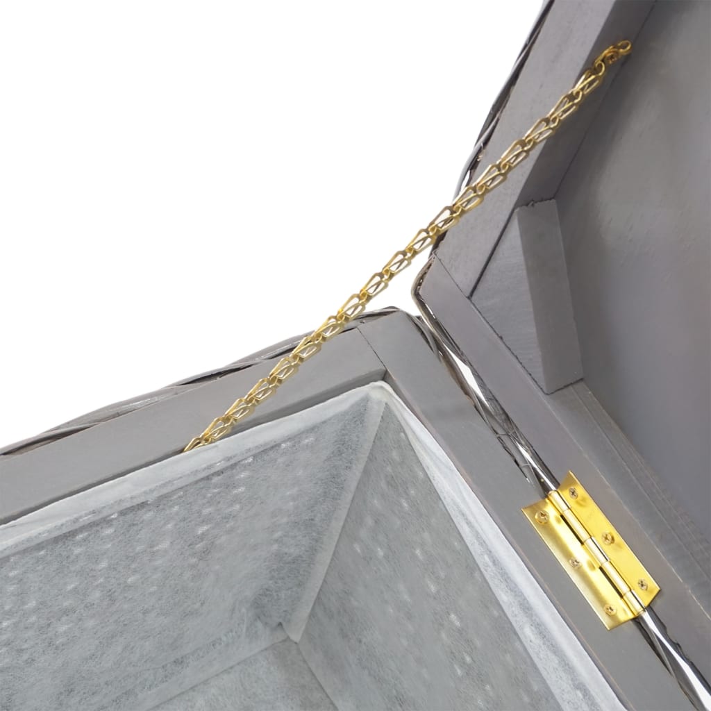 Opbergbox 110 cm natuurlijk kubu rattan en mahoniehout grijs is nu te koop bij PeponiXL, paradijselijk wonen!