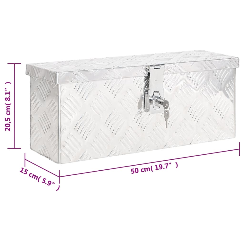 Opbergbox 50x15x20,5 cm aluminium zilverkleurig is nu te koop bij PeponiXL, paradijselijk wonen!