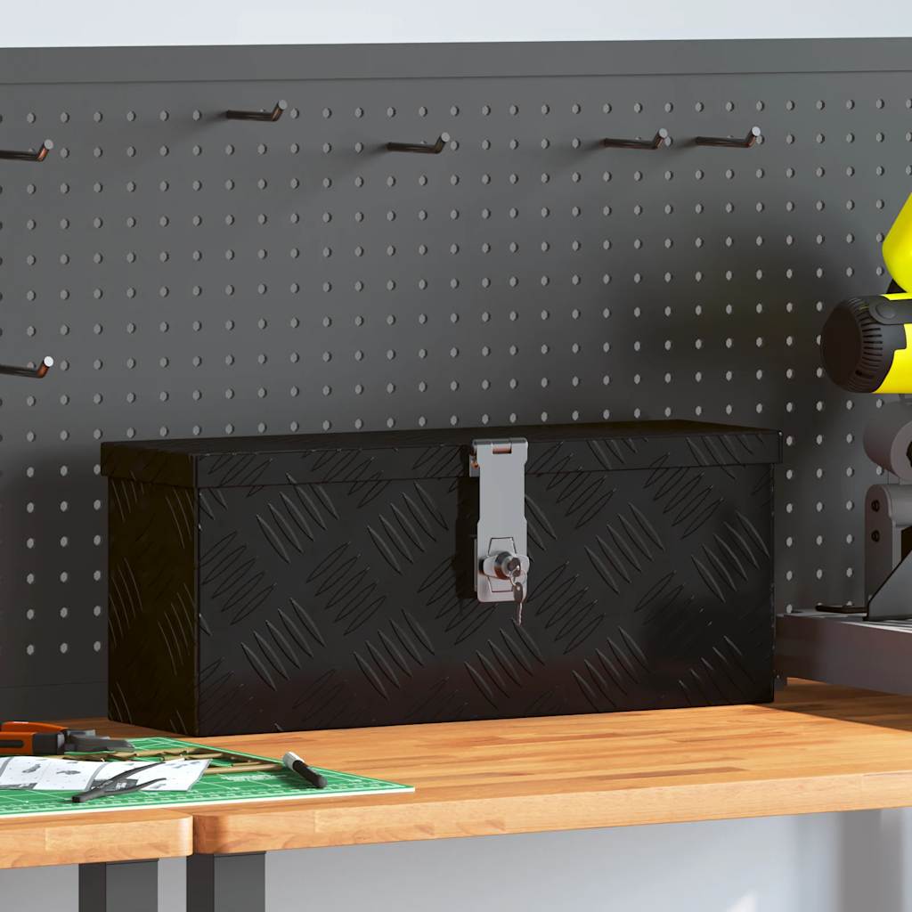 Opbergbox 50x15x20,5 cm aluminium zwart is nu te koop bij PeponiXL, paradijselijk wonen!