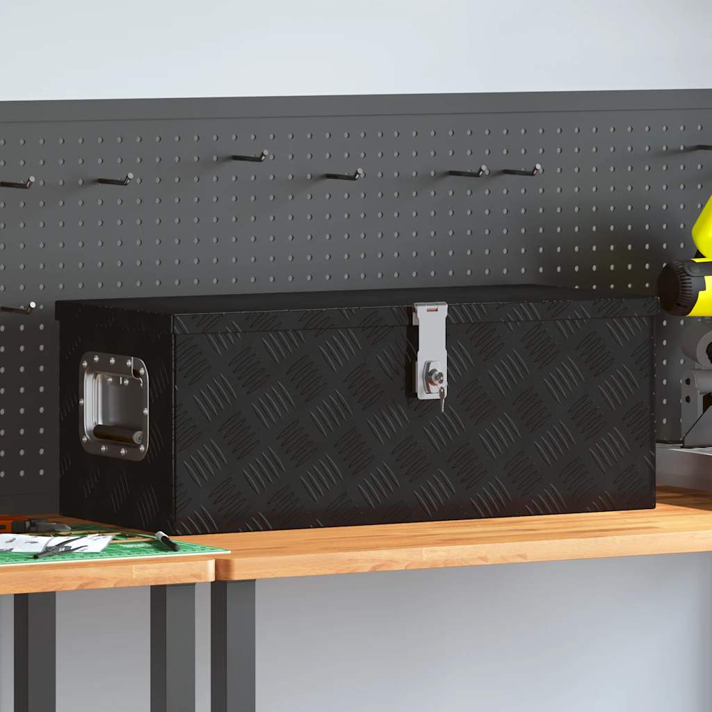 Opbergbox 70x31x27 cm aluminium zwart is nu te koop bij PeponiXL, paradijselijk wonen!