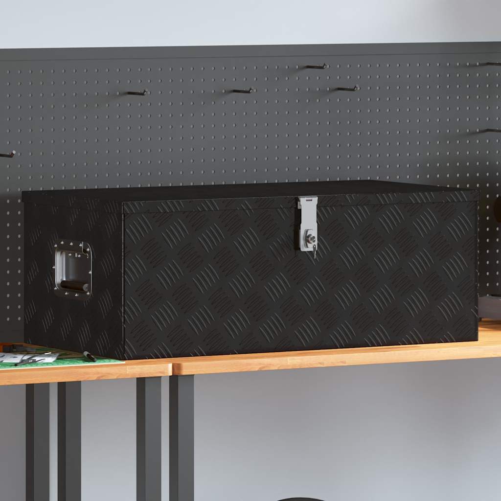 Opbergbox 90x47x33,5 cm aluminium zwart is nu te koop bij PeponiXL, paradijselijk wonen!