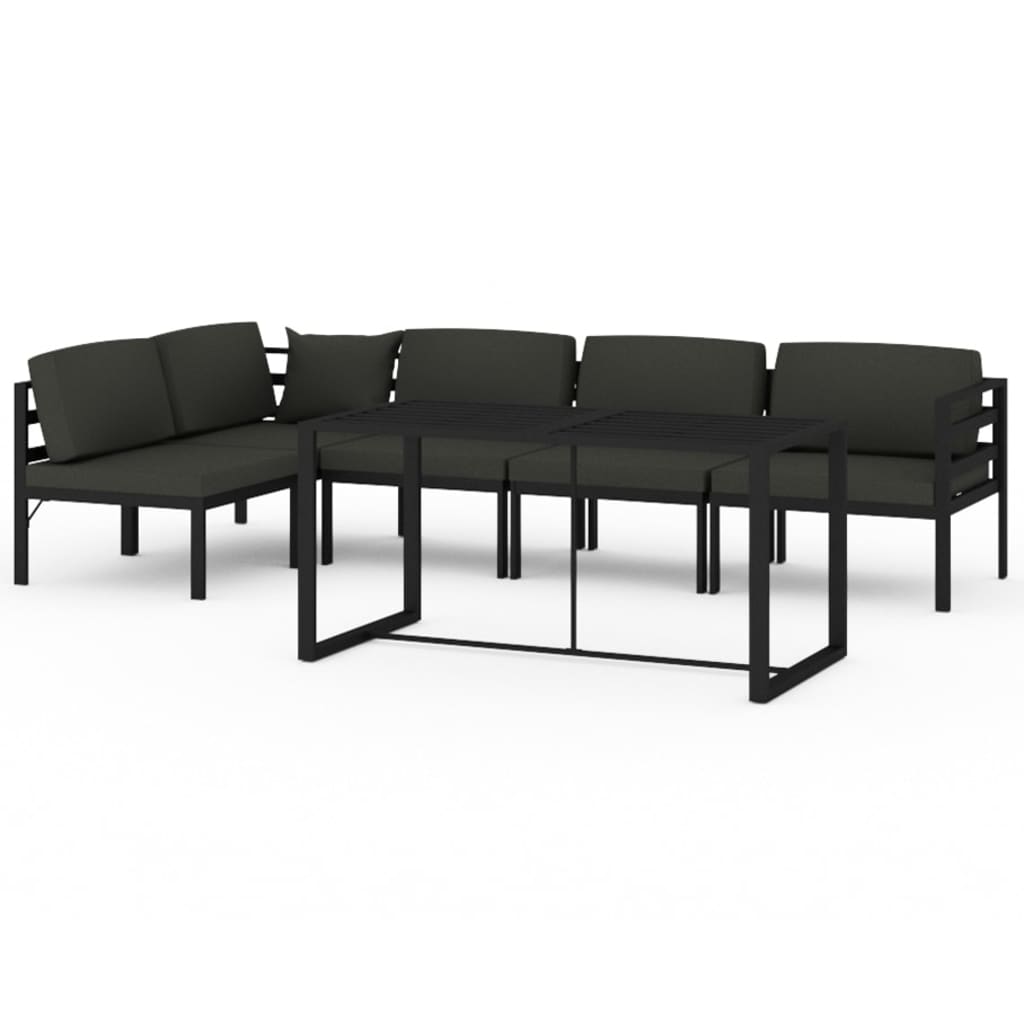 6-delige Loungeset met kussens aluminium antracietkleurig is nu te koop bij PeponiXL, paradijselijk wonen!