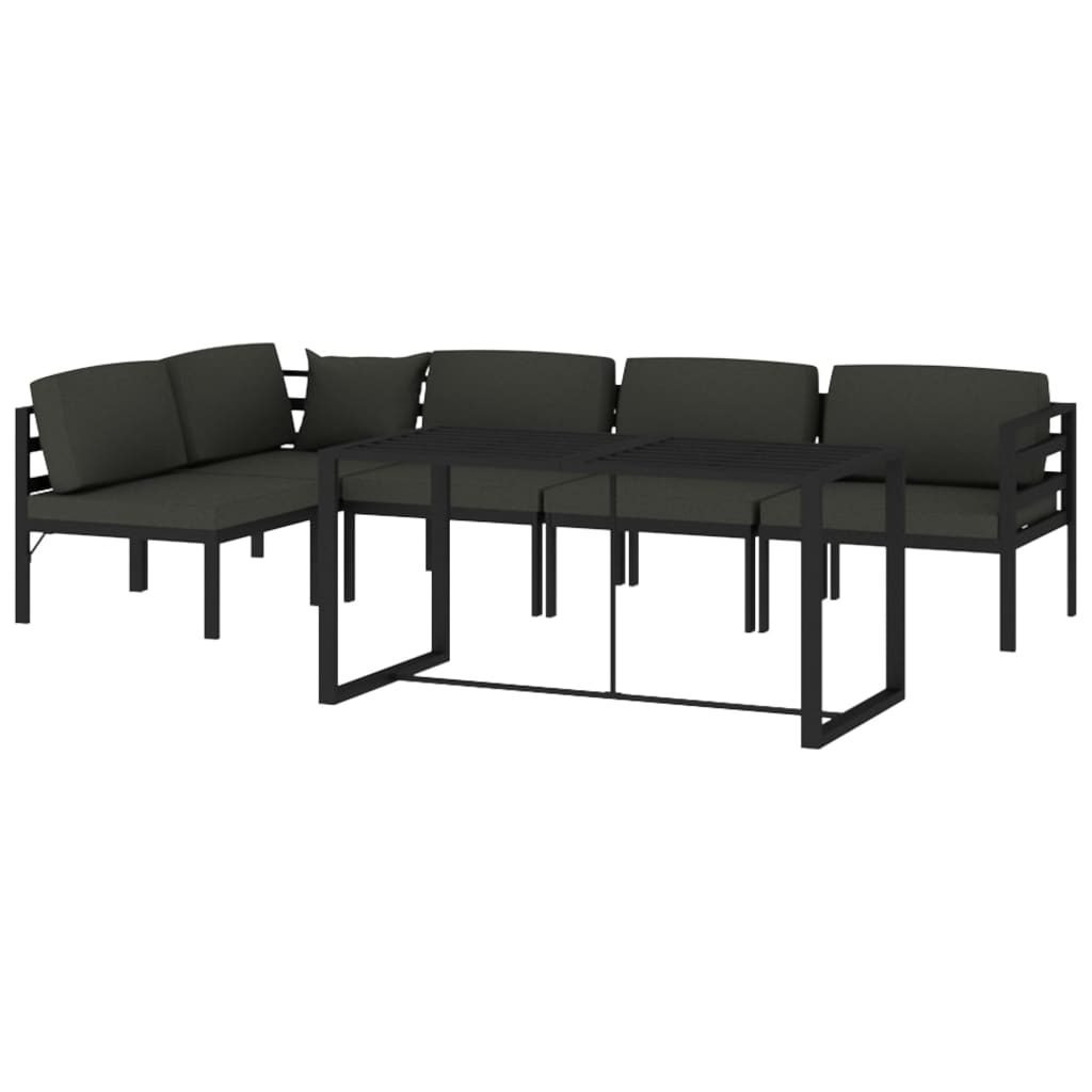 6-delige Loungeset met kussens aluminium antracietkleurig is nu te koop bij PeponiXL, paradijselijk wonen!