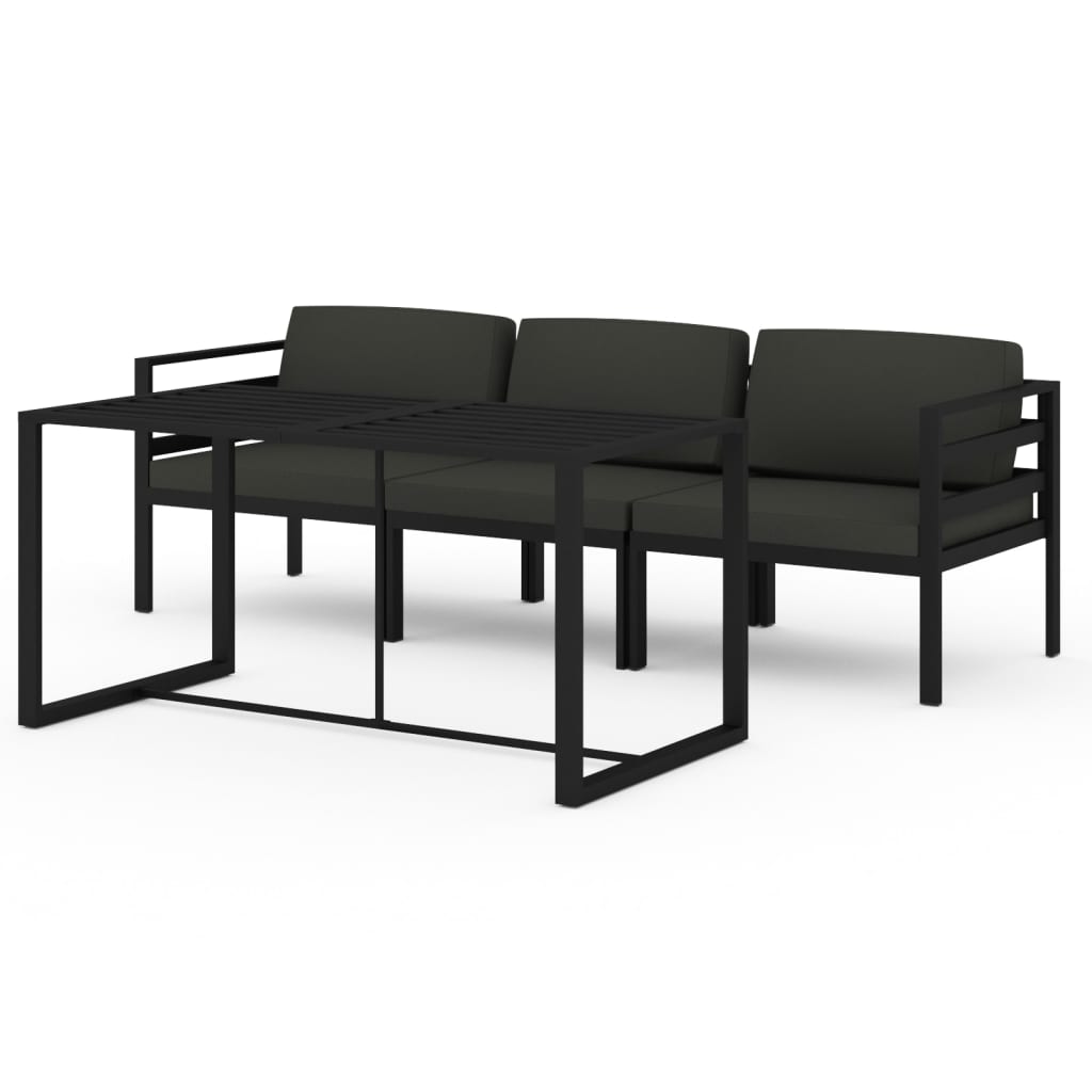 4-delige Loungeset met kussens aluminium antracietkleurig is nu te koop bij PeponiXL, paradijselijk wonen!