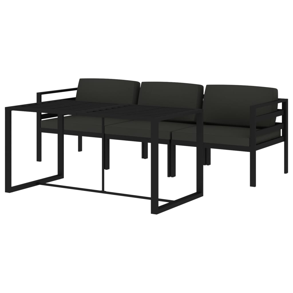 4-delige Loungeset met kussens aluminium antracietkleurig is nu te koop bij PeponiXL, paradijselijk wonen!