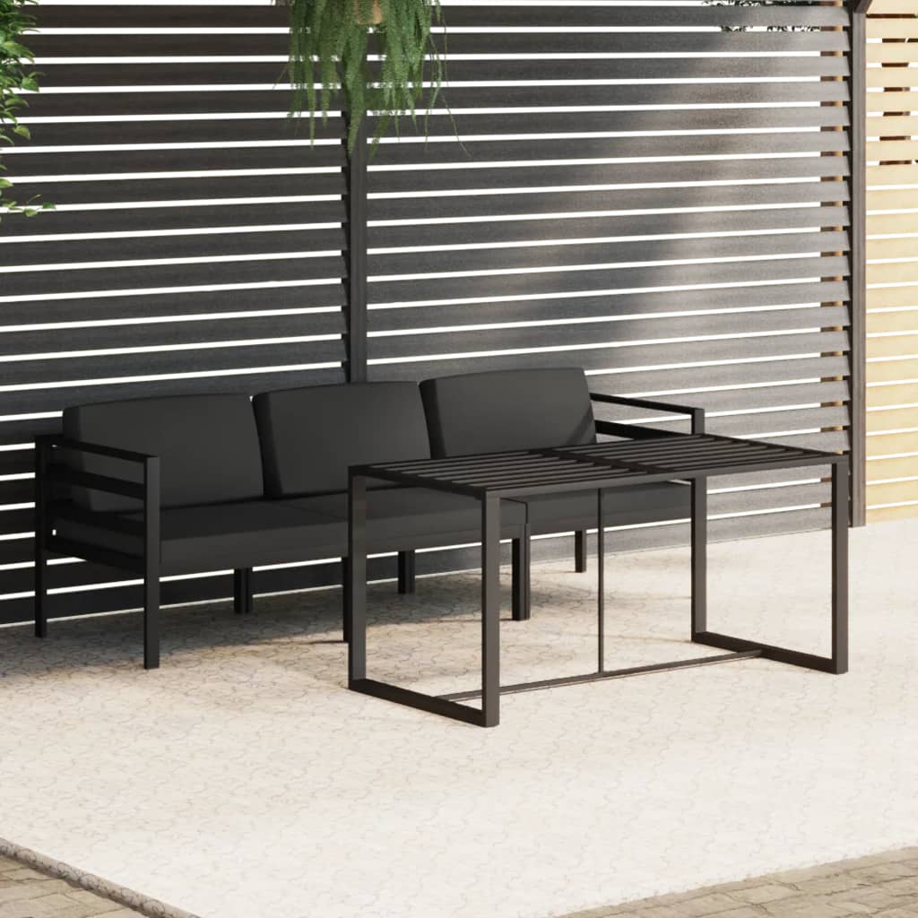 4-delige Loungeset met kussens aluminium antracietkleurig is nu te koop bij PeponiXL, paradijselijk wonen!