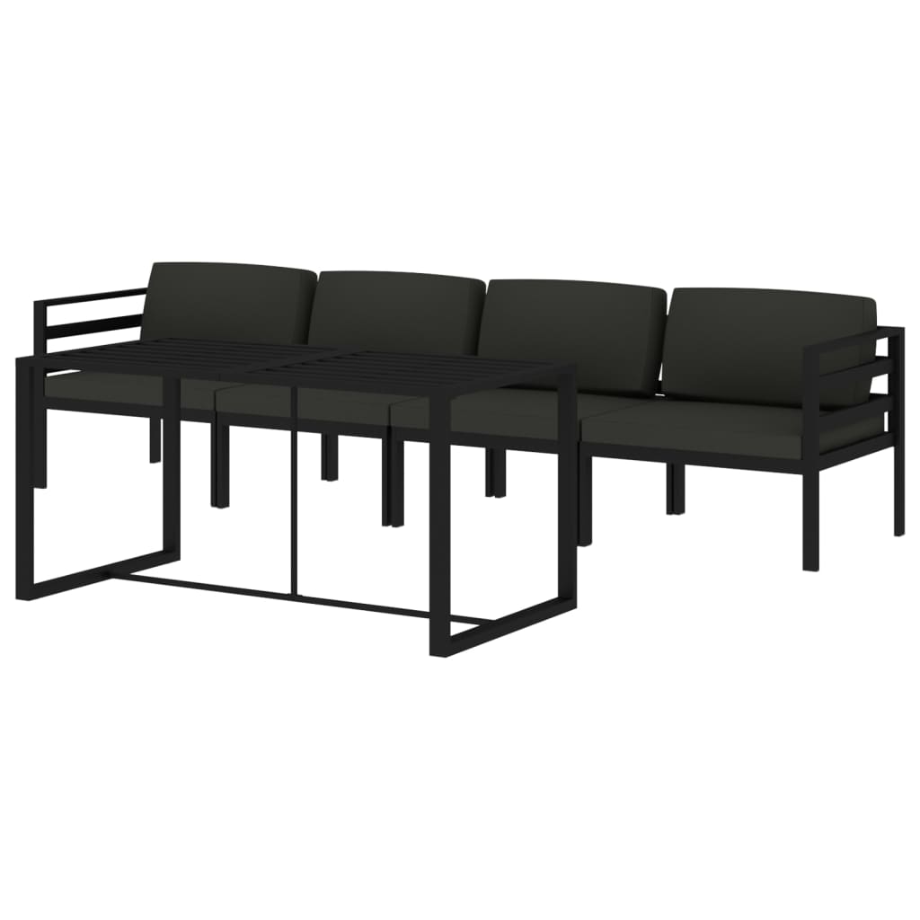 5-delige Loungeset met kussens aluminium antracietkleurig is nu te koop bij PeponiXL, paradijselijk wonen!