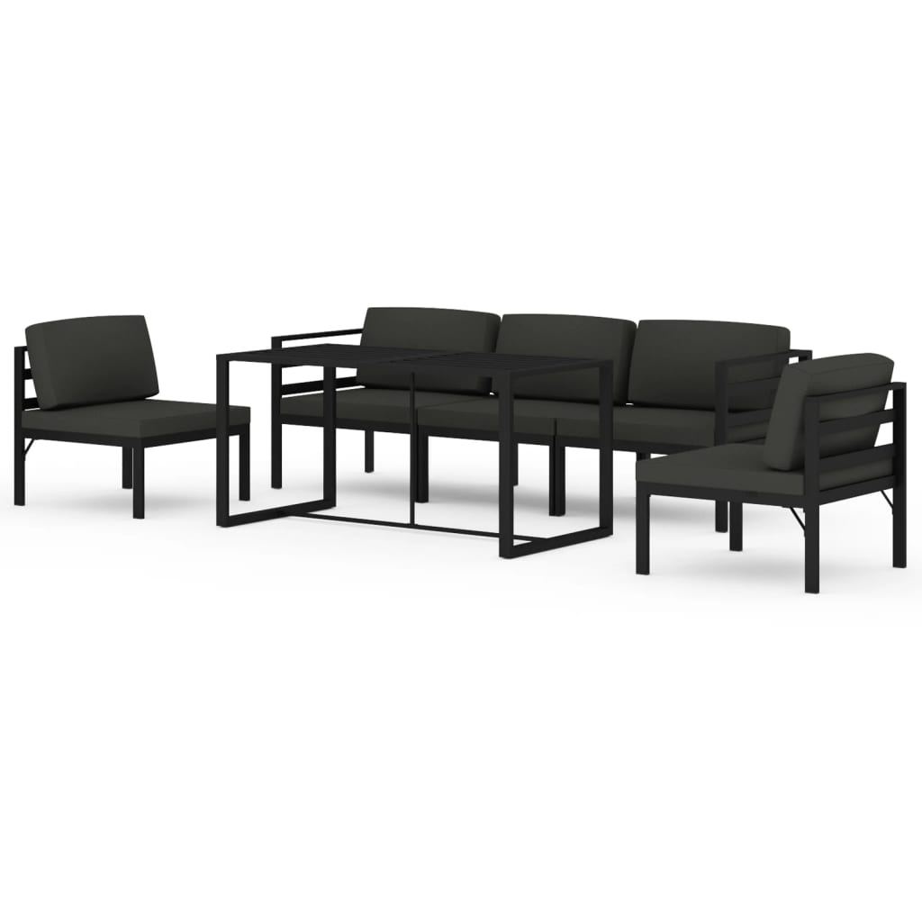 6-delige Loungeset met kussens aluminium antracietkleurig is nu te koop bij PeponiXL, paradijselijk wonen!