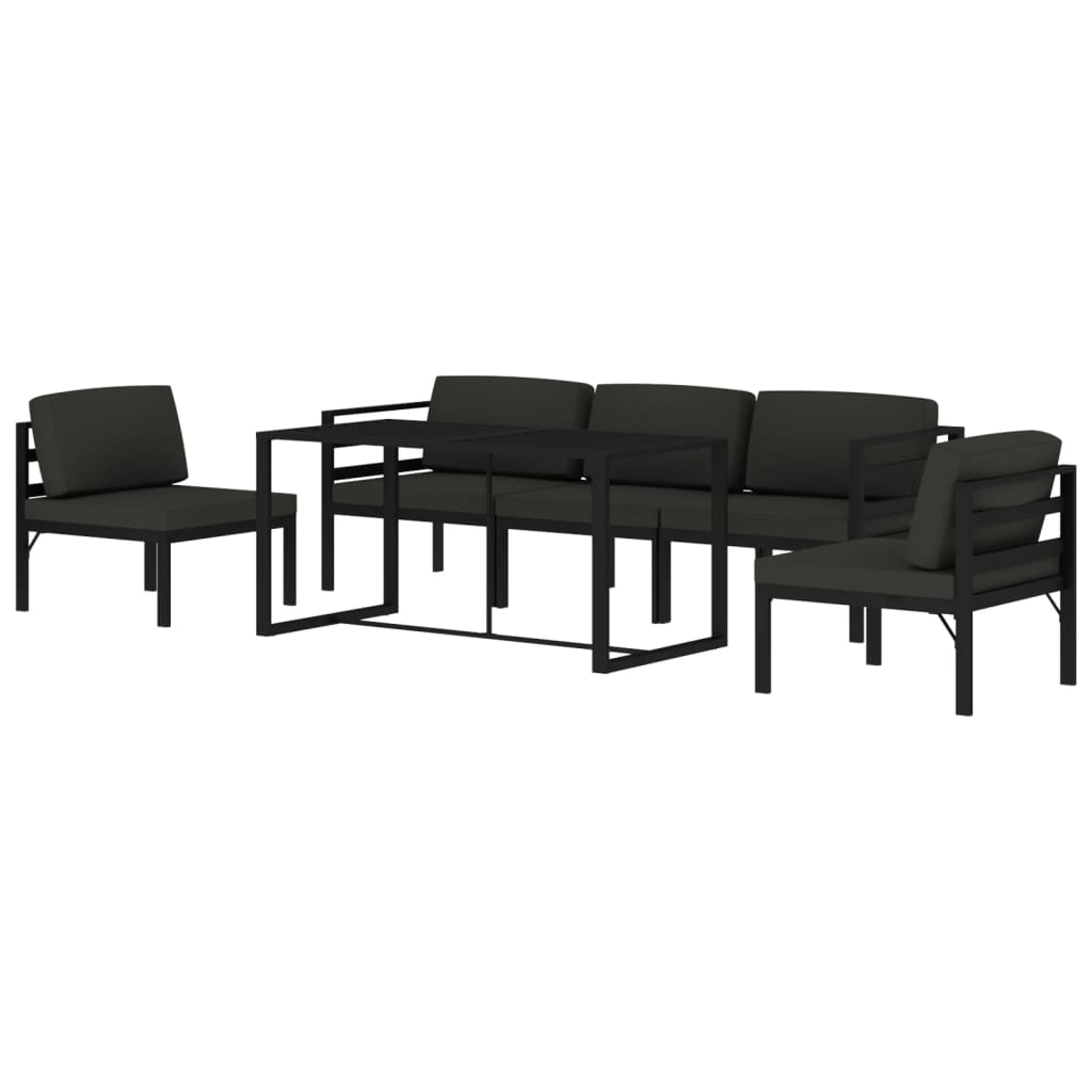6-delige Loungeset met kussens aluminium antracietkleurig is nu te koop bij PeponiXL, paradijselijk wonen!