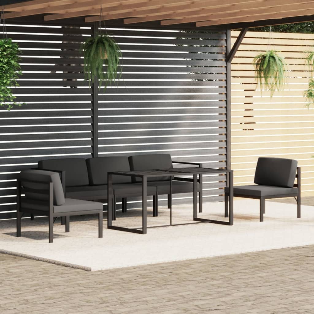 6-delige Loungeset met kussens aluminium antracietkleurig is nu te koop bij PeponiXL, paradijselijk wonen!