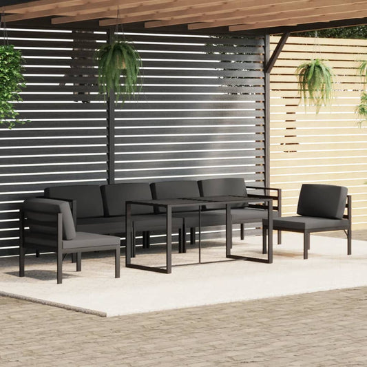 7-delige Loungeset met kussens aluminium antracietkleurig is nu te koop bij PeponiXL, paradijselijk wonen!
