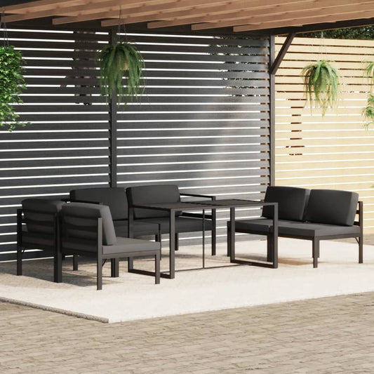 7-delige Loungeset met kussens aluminium antracietkleurig is nu te koop bij PeponiXL, paradijselijk wonen!