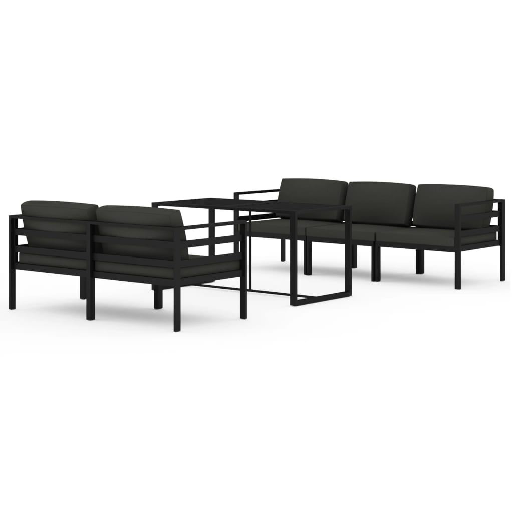 6-delige Loungeset met kussens aluminium antracietkleurig is nu te koop bij PeponiXL, paradijselijk wonen!