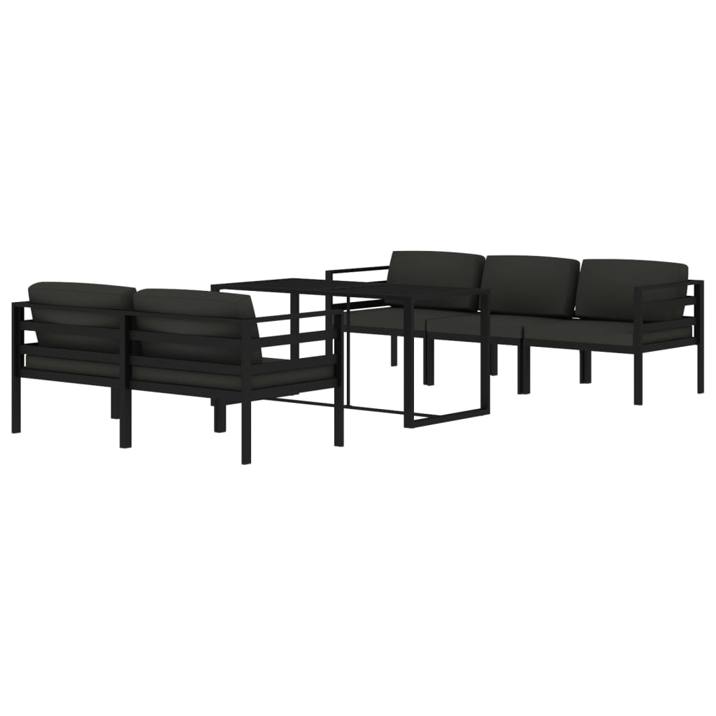 6-delige Loungeset met kussens aluminium antracietkleurig is nu te koop bij PeponiXL, paradijselijk wonen!
