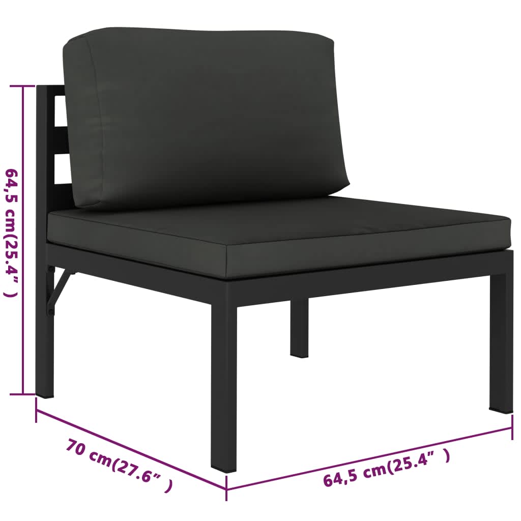 6-delige Loungeset met kussens aluminium antracietkleurig is nu te koop bij PeponiXL, paradijselijk wonen!
