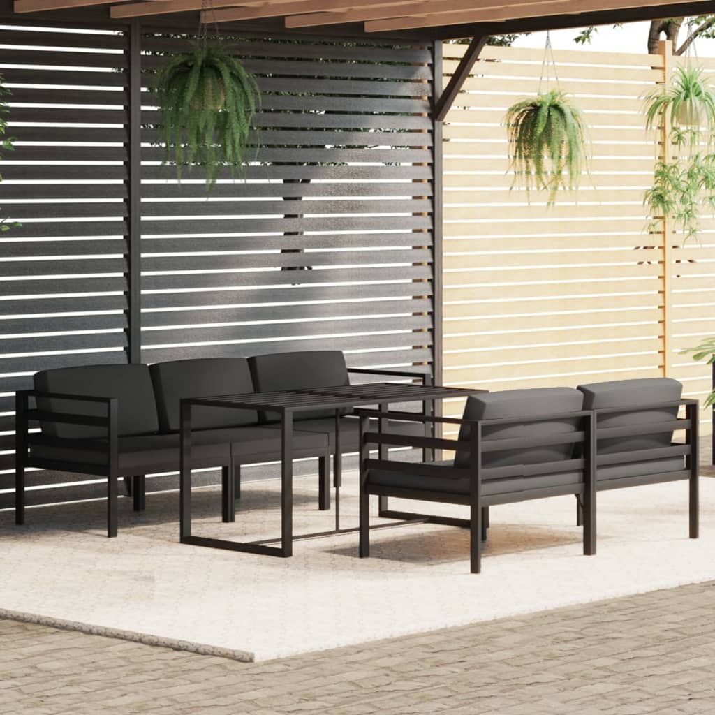 6-delige Loungeset met kussens aluminium antracietkleurig is nu te koop bij PeponiXL, paradijselijk wonen!