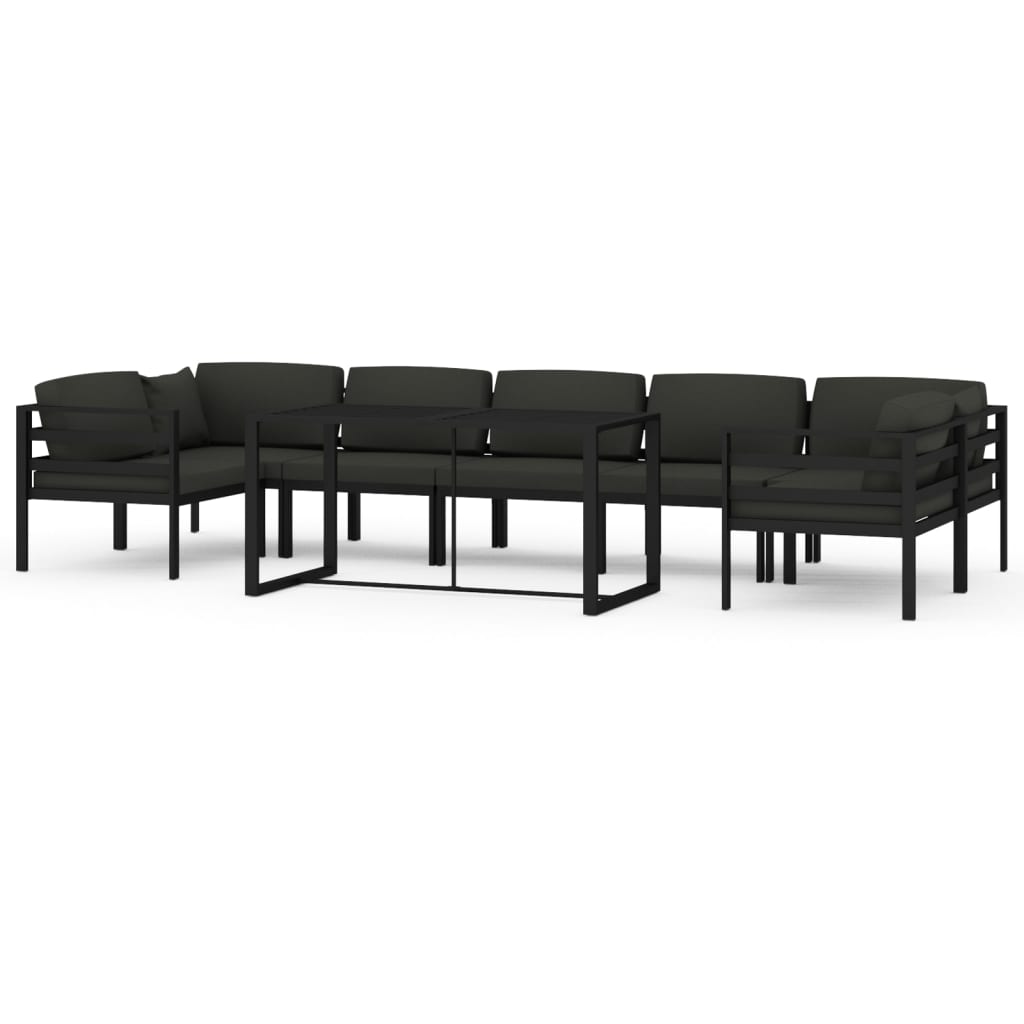 8-delige Loungeset met kussens aluminium antracietkleurig is nu te koop bij PeponiXL, paradijselijk wonen!