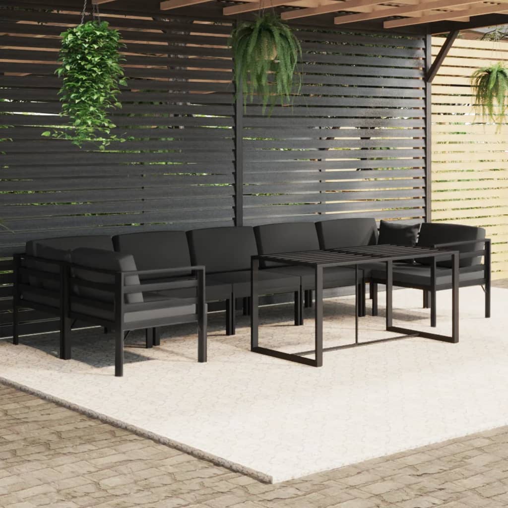 8-delige Loungeset met kussens aluminium antracietkleurig is nu te koop bij PeponiXL, paradijselijk wonen!