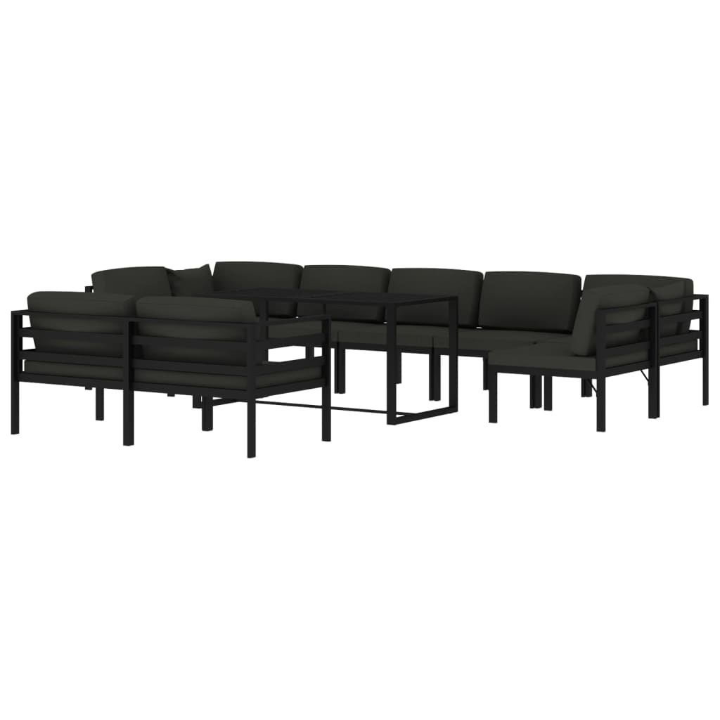10-delige Loungeset met kussens aluminium antracietkleurig is nu te koop bij PeponiXL, paradijselijk wonen!