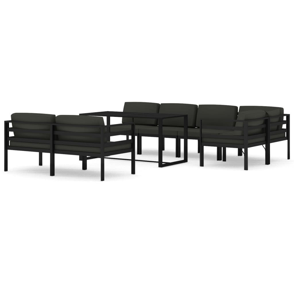 8-delige Loungeset met kussens aluminium antracietkleurig is nu te koop bij PeponiXL, paradijselijk wonen!