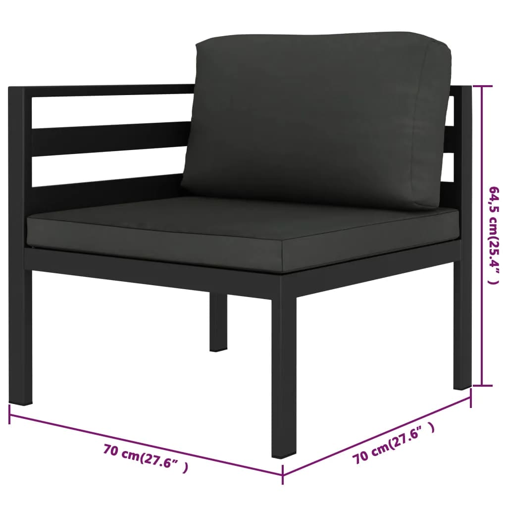 8-delige Loungeset met kussens aluminium antracietkleurig is nu te koop bij PeponiXL, paradijselijk wonen!