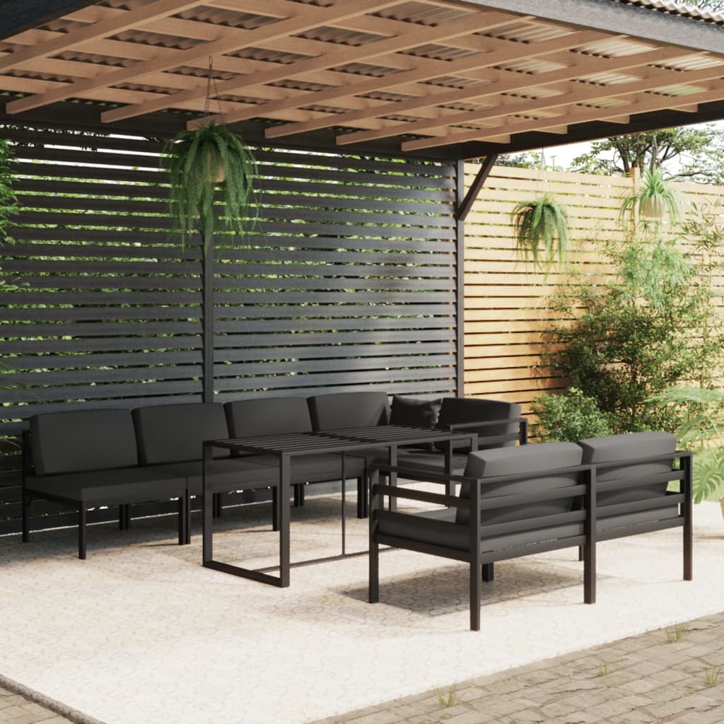 8-delige Loungeset met kussens aluminium antracietkleurig is nu te koop bij PeponiXL, paradijselijk wonen!