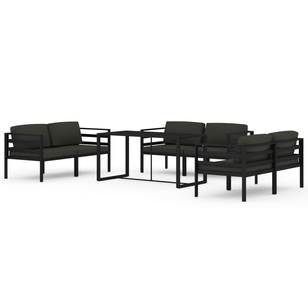 7-delige Loungeset met kussens aluminium antracietkleurig is nu te koop bij PeponiXL, paradijselijk wonen!