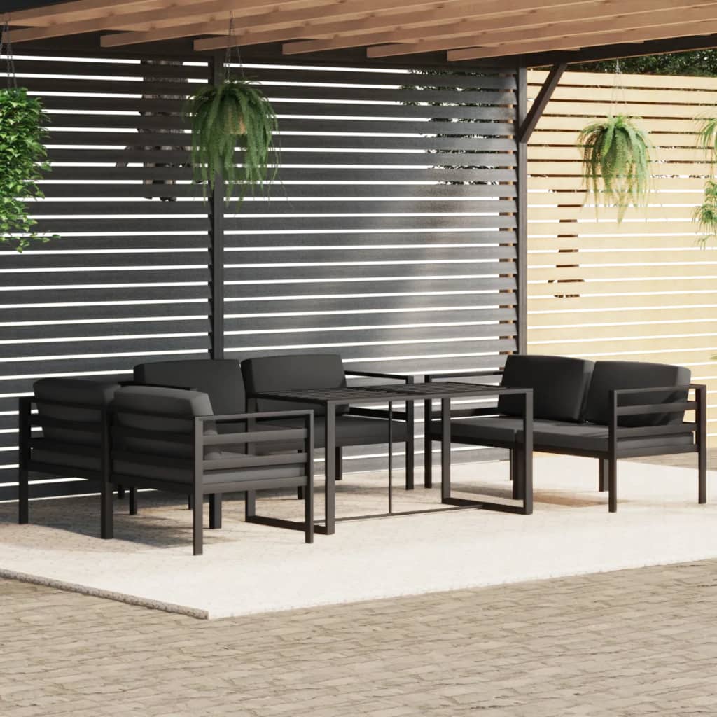 7-delige Loungeset met kussens aluminium antracietkleurig is nu te koop bij PeponiXL, paradijselijk wonen!