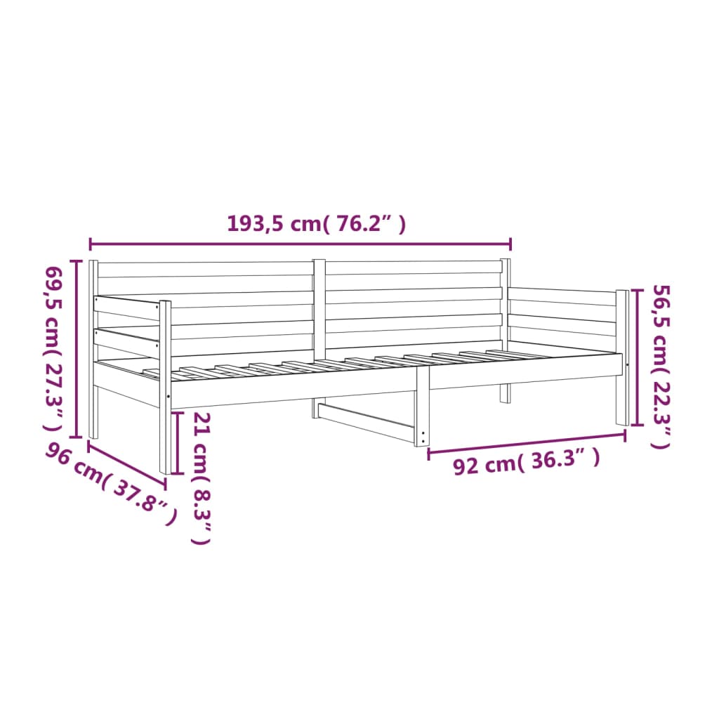 Slaapbank zonder matras 90x190 cm massief grenenhout is nu te koop bij PeponiXL, paradijselijk wonen!