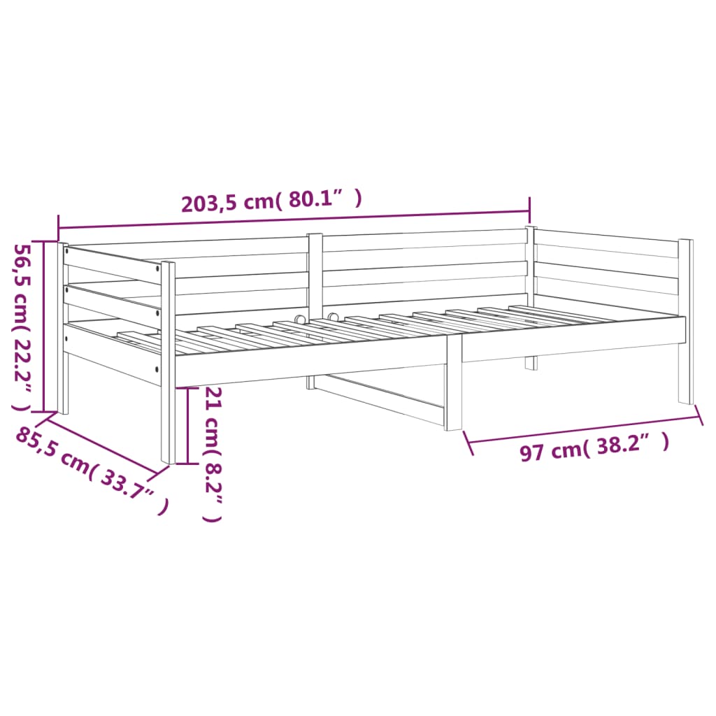 Slaapbank zonder matras 80x200 cm massief grenenhout is nu te koop bij PeponiXL, paradijselijk wonen!
