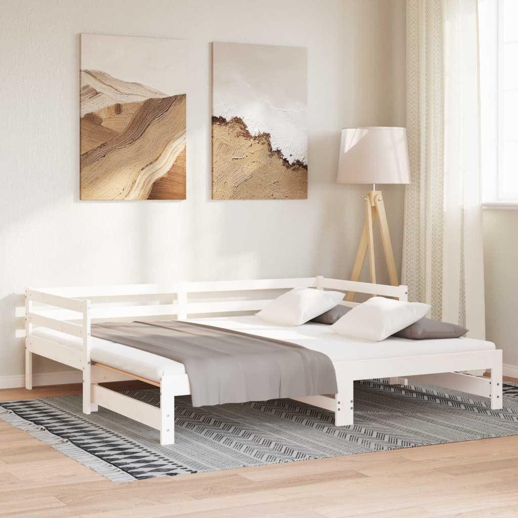 Uitschuifbare slaapbank zonder matras 80x200 cm wit is nu te koop bij PeponiXL, paradijselijk wonen!