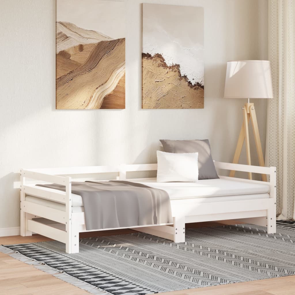 Uitschuifbare slaapbank zonder matras 80x200 cm wit is nu te koop bij PeponiXL, paradijselijk wonen!