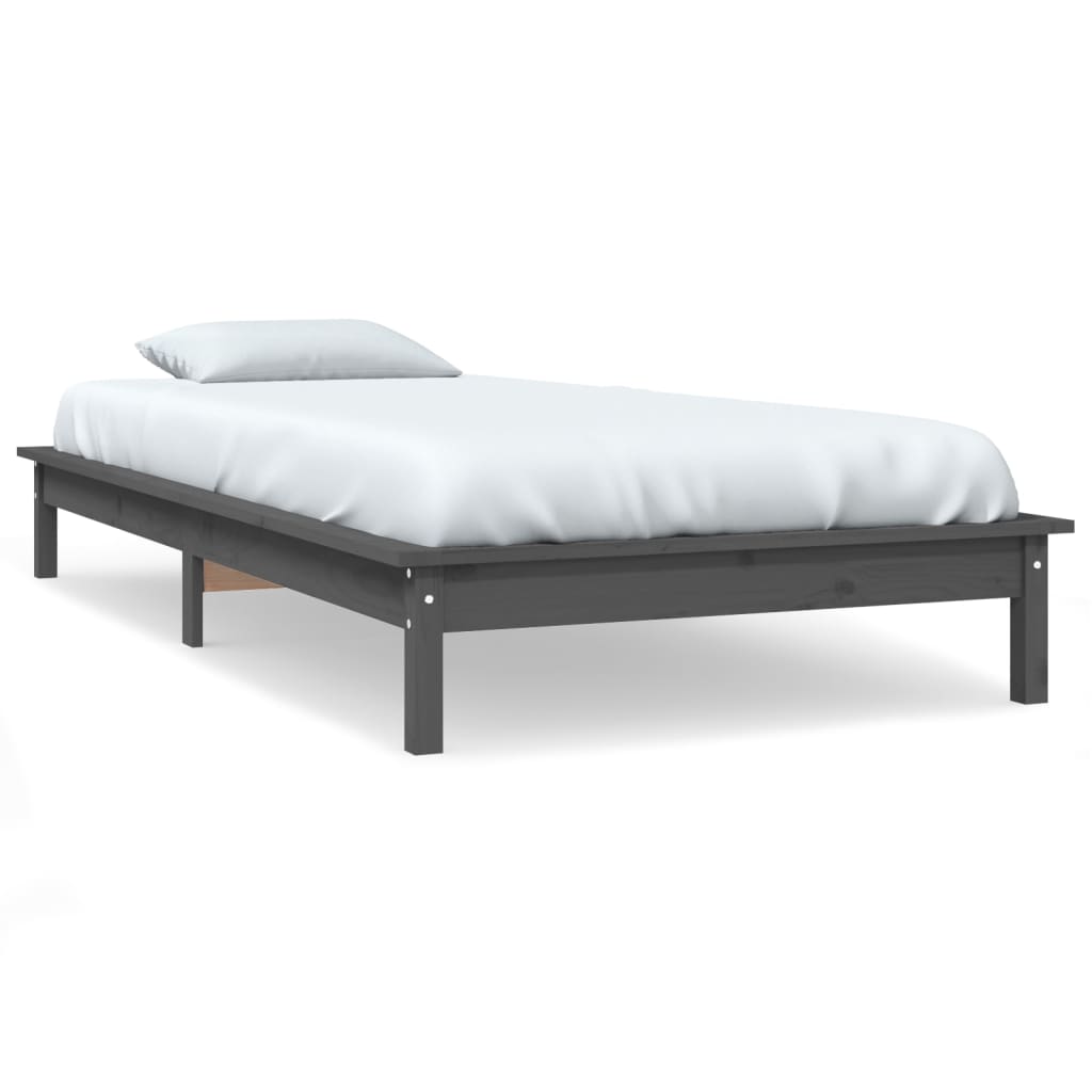 Bedframe massief grenenhout grijs 90x200 cm is nu te koop bij PeponiXL, paradijselijk wonen!