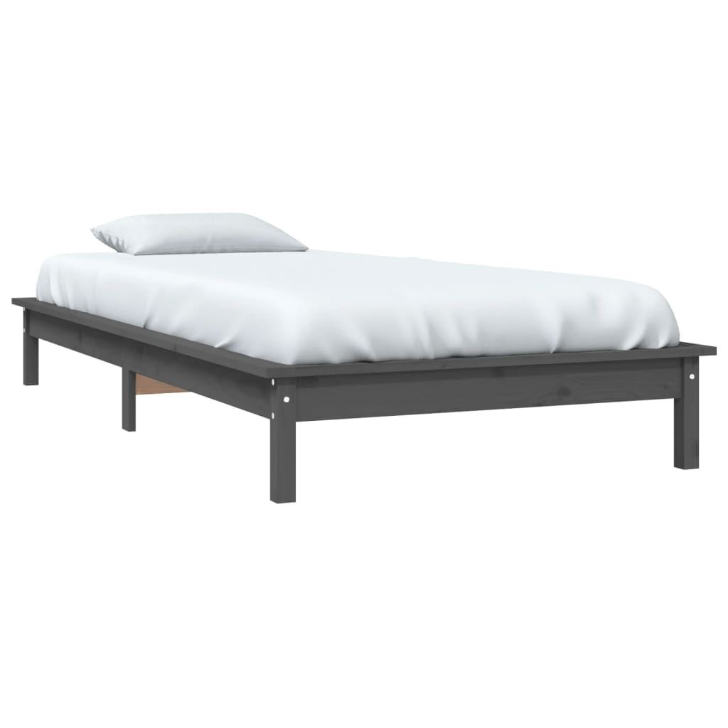 Bedframe massief grenenhout grijs 90x200 cm is nu te koop bij PeponiXL, paradijselijk wonen!