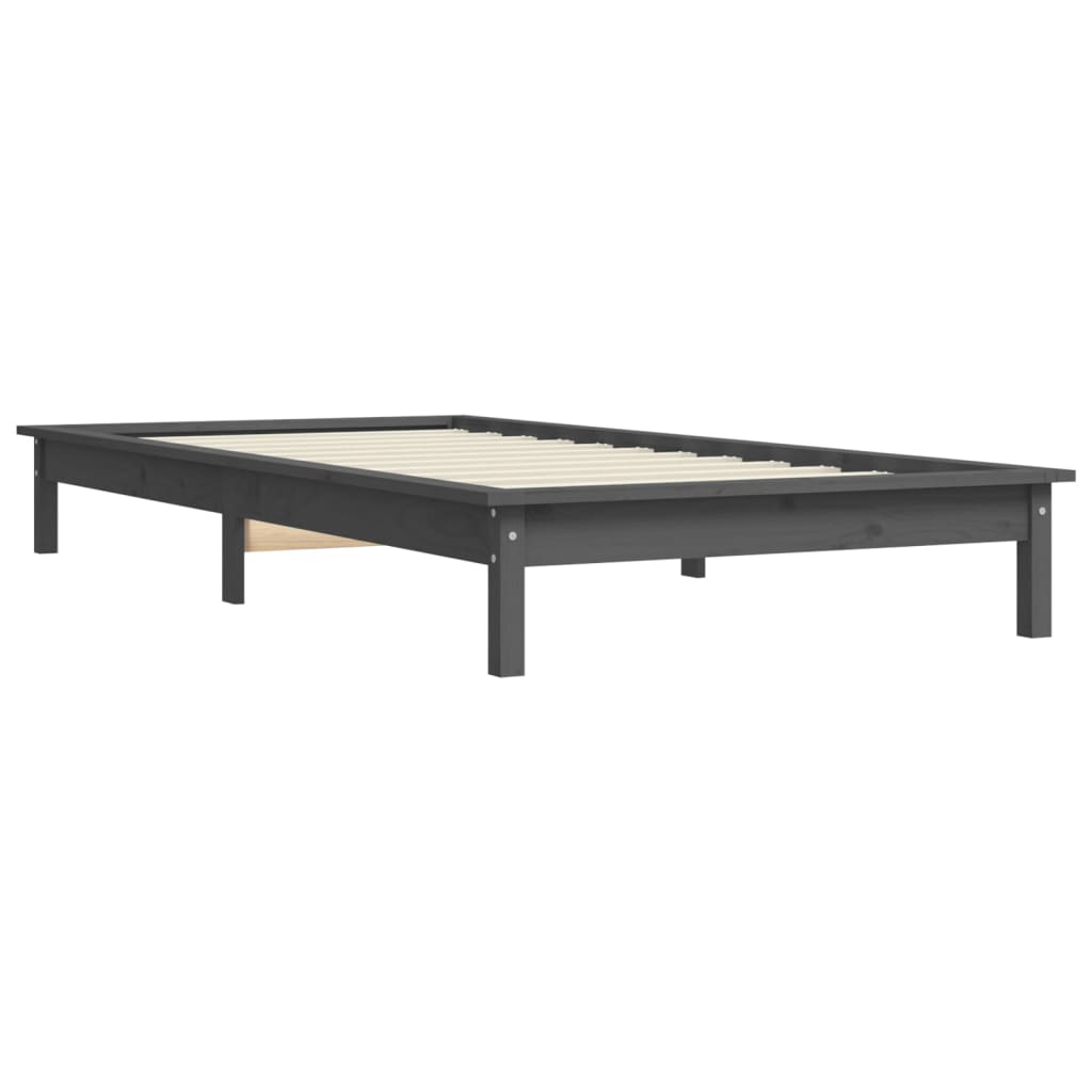 Bedframe massief grenenhout grijs 90x200 cm is nu te koop bij PeponiXL, paradijselijk wonen!