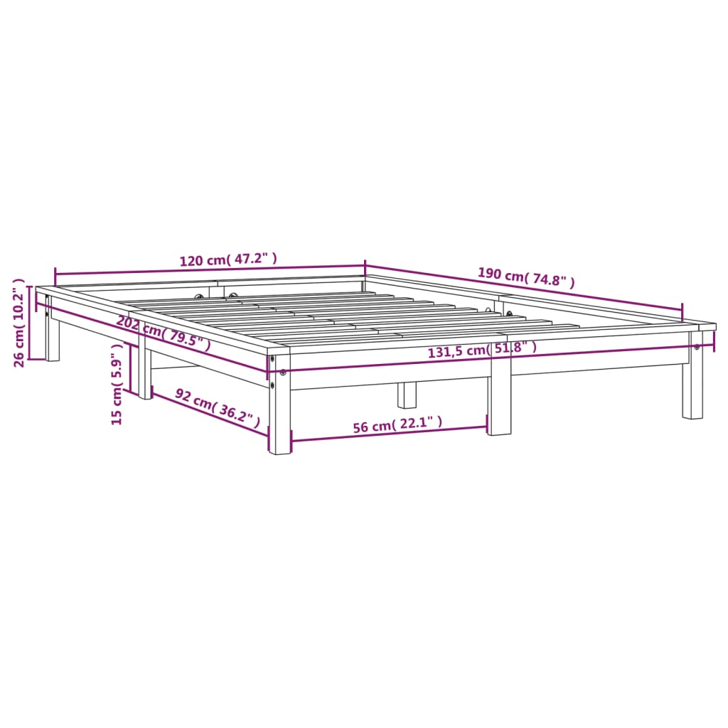 Bedframe massief grenenhout honingbruin 120x190 cm is nu te koop bij PeponiXL, paradijselijk wonen!