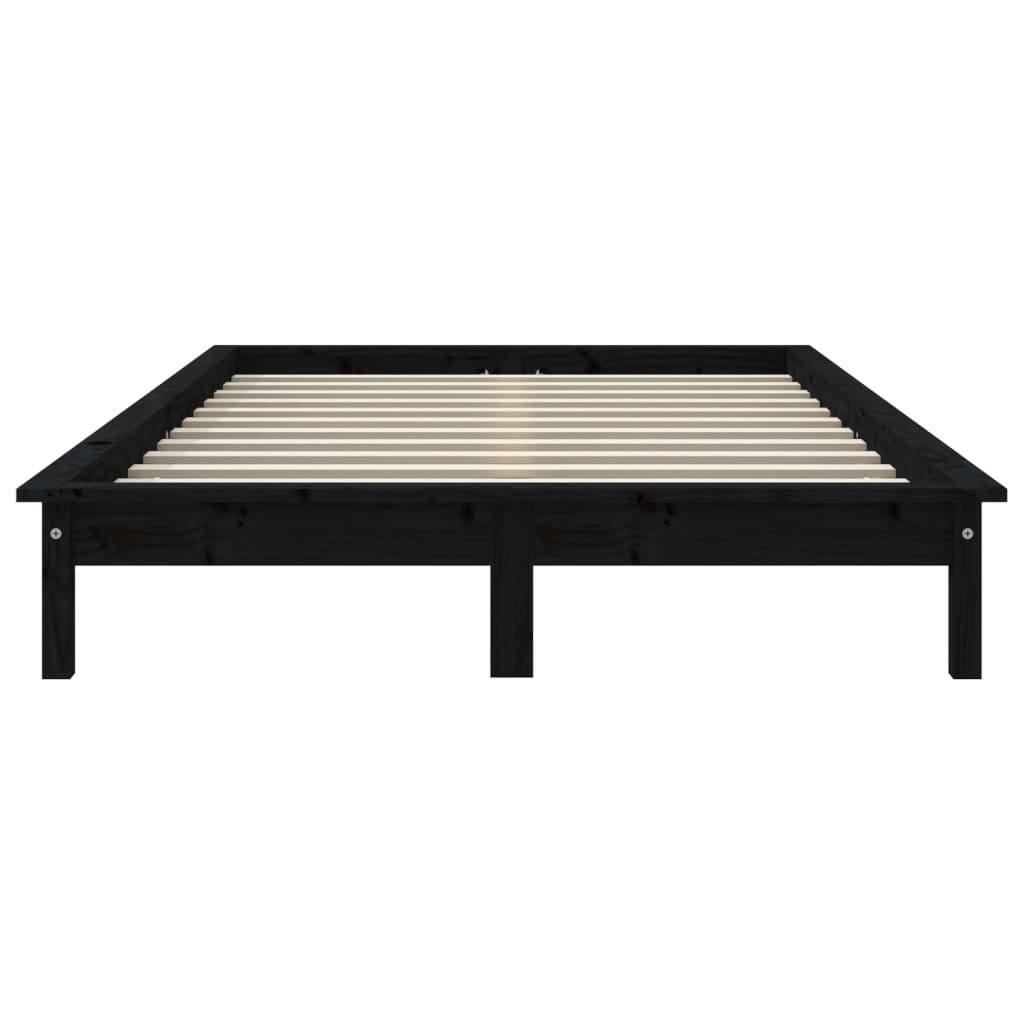 Bedframe massief grenenhout zwart 140x190 cm