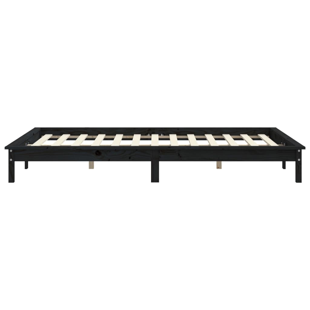 Bedframe massief grenenhout zwart 140x190 cm