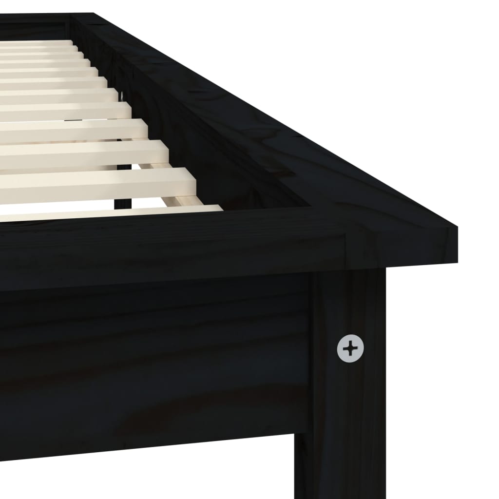 Bedframe massief grenenhout zwart 140x190 cm